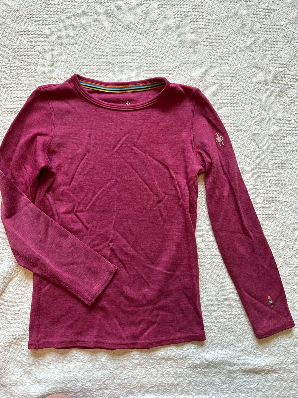 Smartwool size small 100% merino wool pink base layer top